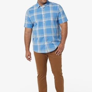 Amazon Essentials Big & Tall Blue Plaid Button Down Shirt 4XL